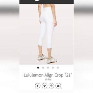 Lululemon Align Crop *21" white size 4 EXCELLENT/NEW CONDITION